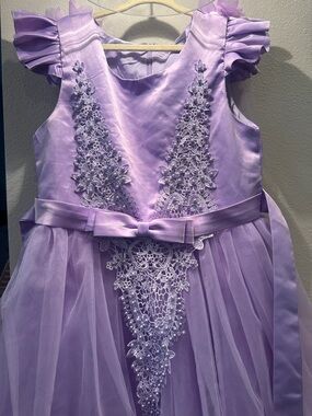 Lilac Lace Flower Girl Dress with Bow